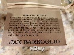 Jan Barboglio 6-Step Firedance Hammered Metal Rail Candle Holder Glass NWT