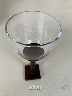 Jan Barboglio Glass Goblet Candle holder Wrought Iron Raw Metal Cast Base Large
