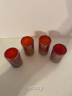 Jan Barboglio Red Iridescent Shot Glass Or Votive Holders 4 Set Of 4