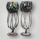 Josefina Krosno Style Art Glass Candle Holders Pair 12 Jellyfish Octopus Poland