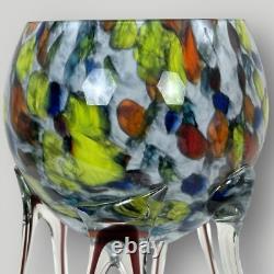 Josefina Krosno Style Art Glass Candle Holders Pair 12 Jellyfish Octopus Poland