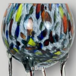 Josefina Krosno Style Art Glass Candle Holders Pair 12 Jellyfish Octopus Poland