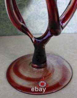 Jozefina Krosno Hand Blown Made in Poland Art Glass Candle Holders 3 pc Set