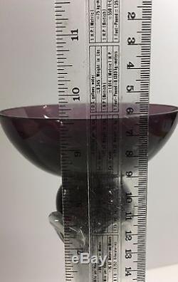 Jozefina Krosno Purple Amethyst Art Glass Hand Blown Pillar Candle Holder Set