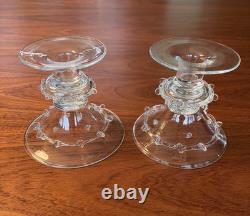 Juliska Candle Holders Handblown Beaded Signed Art Glass Set Of 2 Beautiful