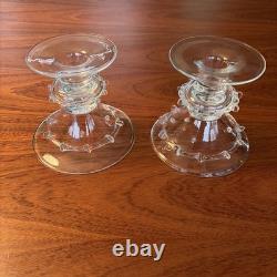 Juliska Candle Holders Handblown Beaded Signed Art Glass Set Of 2 Beautiful