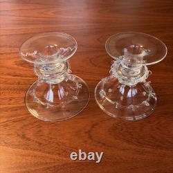 Juliska Candle Holders Handblown Beaded Signed Art Glass Set Of 2 Beautiful