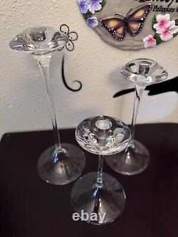 KOSTA BODA Crystal Fanfare Candle Stick Holder 3'Pcs Pre Owned' L@@K