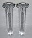 Kosta Boda Pair Solid Crystal Tall Candlesticks (cool-bubbles) K. Engman Sweden