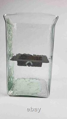 Kalalou Glass Square Candle Hurricane Holder 10 Tall With Rustic Metal Insert