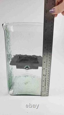 Kalalou Glass Square Candle Hurricane Holder 10 Tall With Rustic Metal Insert