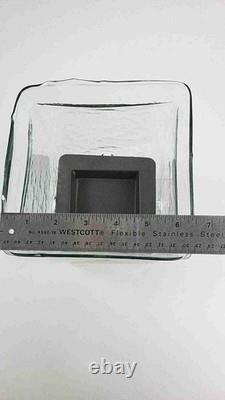 Kalalou Glass Square Candle Hurricane Holder 10 Tall With Rustic Metal Insert