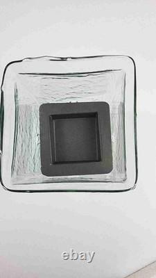 Kalalou Glass Square Candle Hurricane Holder 10 Tall With Rustic Metal Insert