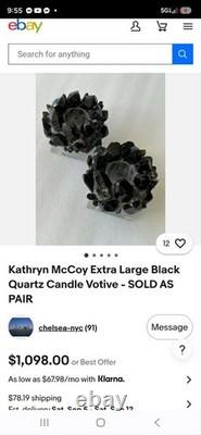 Kathryn McCoy Smoky Quartz Crystal Candle Holder Modern Luxury Votive 4.5x 4