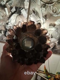 Kathryn McCoy Smoky Quartz Crystal Candle Holder Modern Luxury Votive 4.5x 4