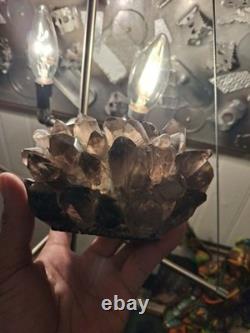 Kathryn McCoy Smoky Quartz Crystal Candle Holder Modern Luxury Votive 4.5x 4