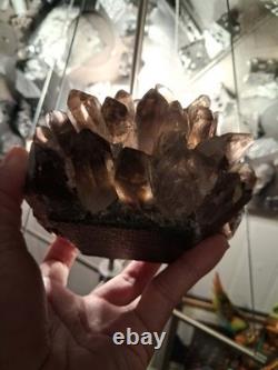 Kathryn McCoy Smoky Quartz Crystal Candle Holder Modern Luxury Votive 4.5x 4