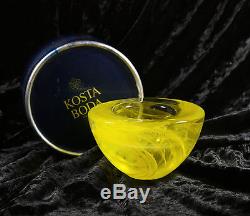 Kosta Boda Atoll Votive Candle Holder Green Yellow Vaseline Color Fine Art Glass