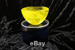 Kosta Boda Atoll Votive Candle Holder Green Yellow Vaseline Color Fine Art Glass