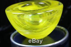 Kosta Boda Atoll Votive Candle Holder Green Yellow Vaseline Color Fine Art Glass