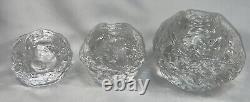 Kosta Boda Glass Snowball Votive Tea Light Candle Holders 3pc Set Scandinavian