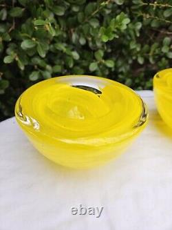 Kosta Boda Yellow Glass Candle Holders By Anna Ehrner