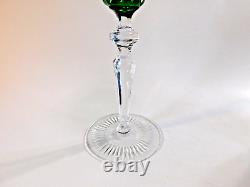 Kusak Crystal Emerald Green Candlestick Holder Set German Overlay 1980s Bohemian