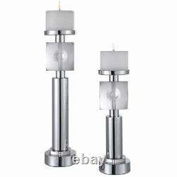 Kyrie 18.5 inch Candleholder (Set of 2) Polished Nickel/Crystal Finish