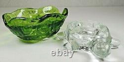 L E Smith Glass Green & Clear Turtle Light FLAME Fairy Candle Lamp Light RARE