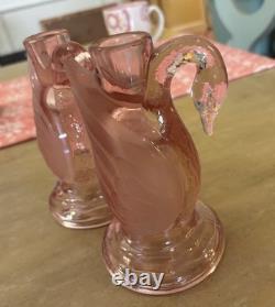 L. E. Smith Pink Flamingo Candle Holders Set of 2 Vintage Mid Century