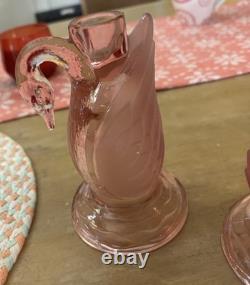 L. E. Smith Pink Flamingo Candle Holders Set of 2 Vintage Mid Century