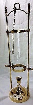 L@@K Nautical Brass Glass Adjustable Hurricane Candle Holders Ship Table Hanging