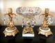 L & L Wmc Cherub Candle Holders & Crystal Center Pedestal Bowl Hollywood Regency