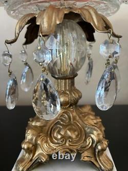 L & L WMC Cherub Candle Holders & Crystal Center Pedestal Bowl Hollywood Regency