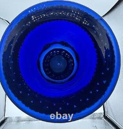 LARGE 19 Cobalt Blue Glass Candle Holder with Silver Toned Filigree Design Art