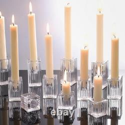 LETINE Hurricane Candle Holders Set of 9 Ribbed Clear 14in