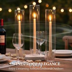 LETINE Hurricane Candle Holders Set of 9 Ribbed Clear 14in