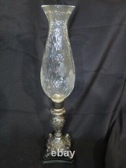 LF42402EC Silver Candlestick Cut Glass Candle Holder