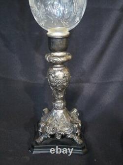 LF42402EC Silver Candlestick Cut Glass Candle Holder