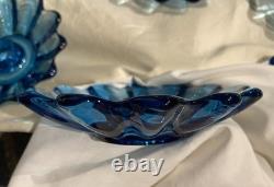 LOT 18 Vintage Fostoria Celestial Blue Glass Taper Candle Holders Party Banquet
