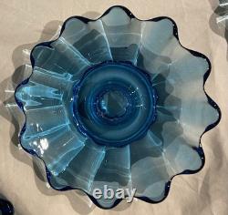 LOT 18 Vintage Fostoria Celestial Blue Glass Taper Candle Holders Party Banquet