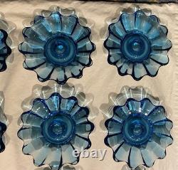 LOT 18 Vintage Fostoria Celestial Blue Glass Taper Candle Holders Party Banquet