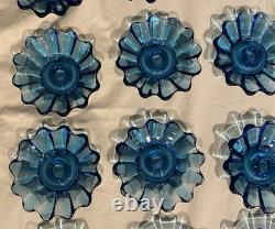 LOT 18 Vintage Fostoria Celestial Blue Glass Taper Candle Holders Party Banquet