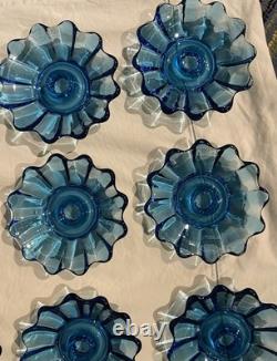 LOT 18 Vintage Fostoria Celestial Blue Glass Taper Candle Holders Party Banquet