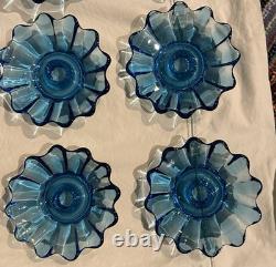 LOT 18 Vintage Fostoria Celestial Blue Glass Taper Candle Holders Party Banquet