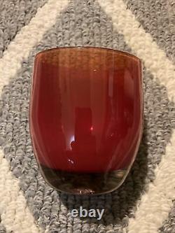 LOVE Glassybaby Hand Blown Glass Candle Holder Tag Sticker Deep Red Excellent