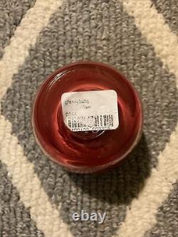 LOVE Glassybaby Hand Blown Glass Candle Holder Tag Sticker Deep Red Excellent