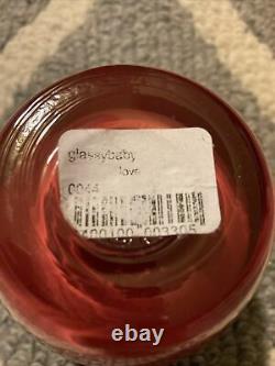 LOVE Glassybaby Hand Blown Glass Candle Holder Tag Sticker Deep Red Excellent