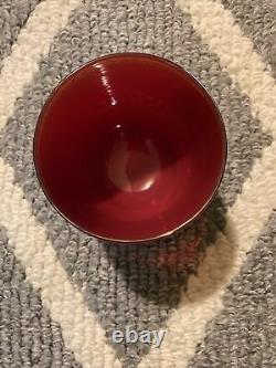 LOVE Glassybaby Hand Blown Glass Candle Holder Tag Sticker Deep Red Excellent