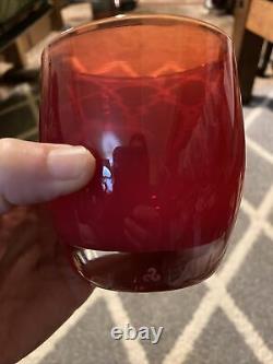 LOVE Glassybaby Hand Blown Glass Candle Holder Tag Sticker Deep Red Excellent